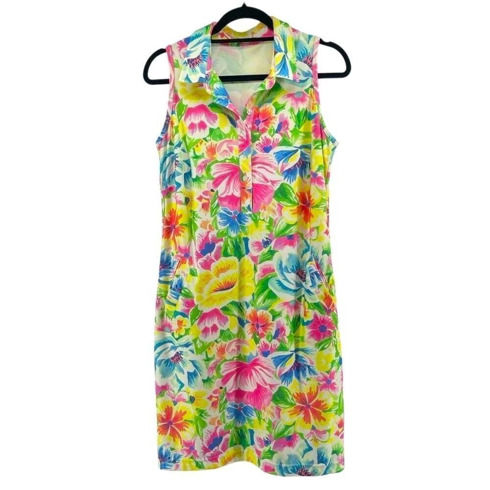 Tee 2 Sea Sleeveless Floral Golf Dress M Collared Pockets Resortwear Vacation